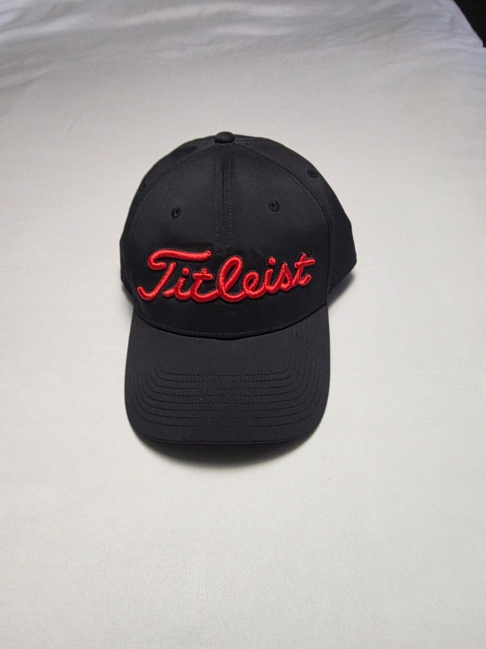 Titleist Golf Hat Black with Red Script Embroidered Logo Adjustable OSFA